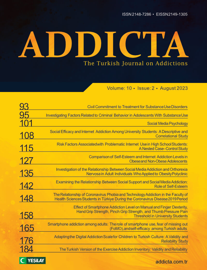 Addicta: The Turkish Journal on Addictions issue cover