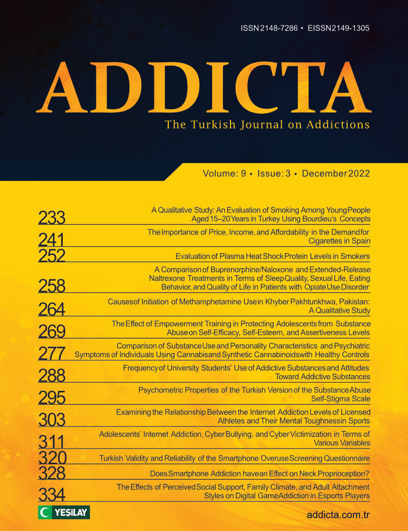 Addicta: The Turkish Journal on Addictions issue cover