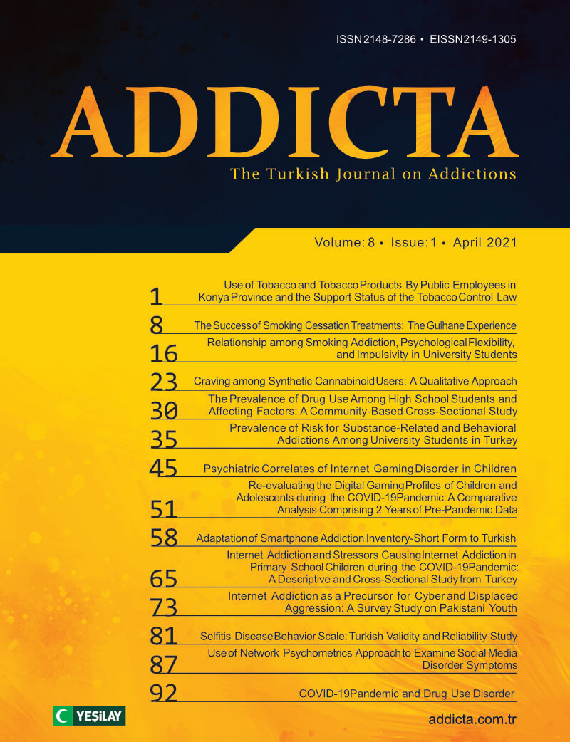 Addicta: The Turkish Journal on Addictions issue cover