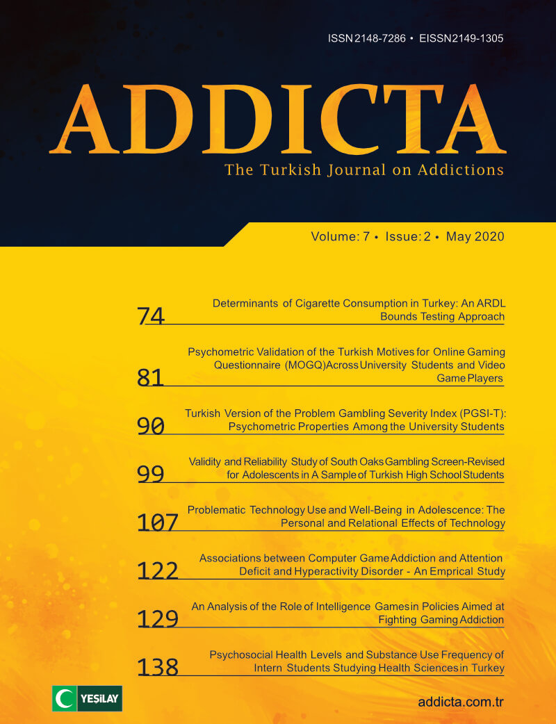 Addicta: The Turkish Journal on Addictions issue cover