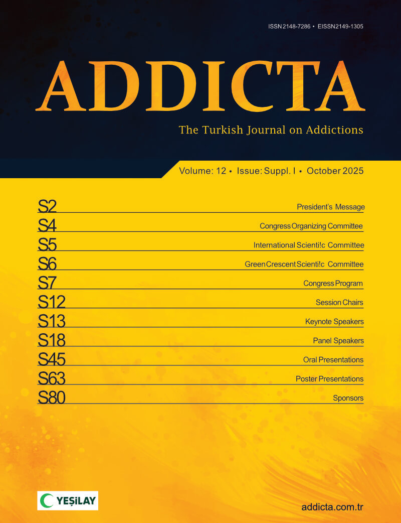 Addicta: The Turkish Journal on Addictions, Volume 12, Supplement 1, October 2025 cover