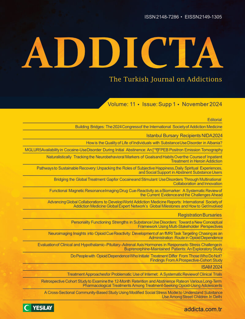 Addicta: The Turkish Journal on Addictions, Volume 11, Supplement 1, November 2024 cover
